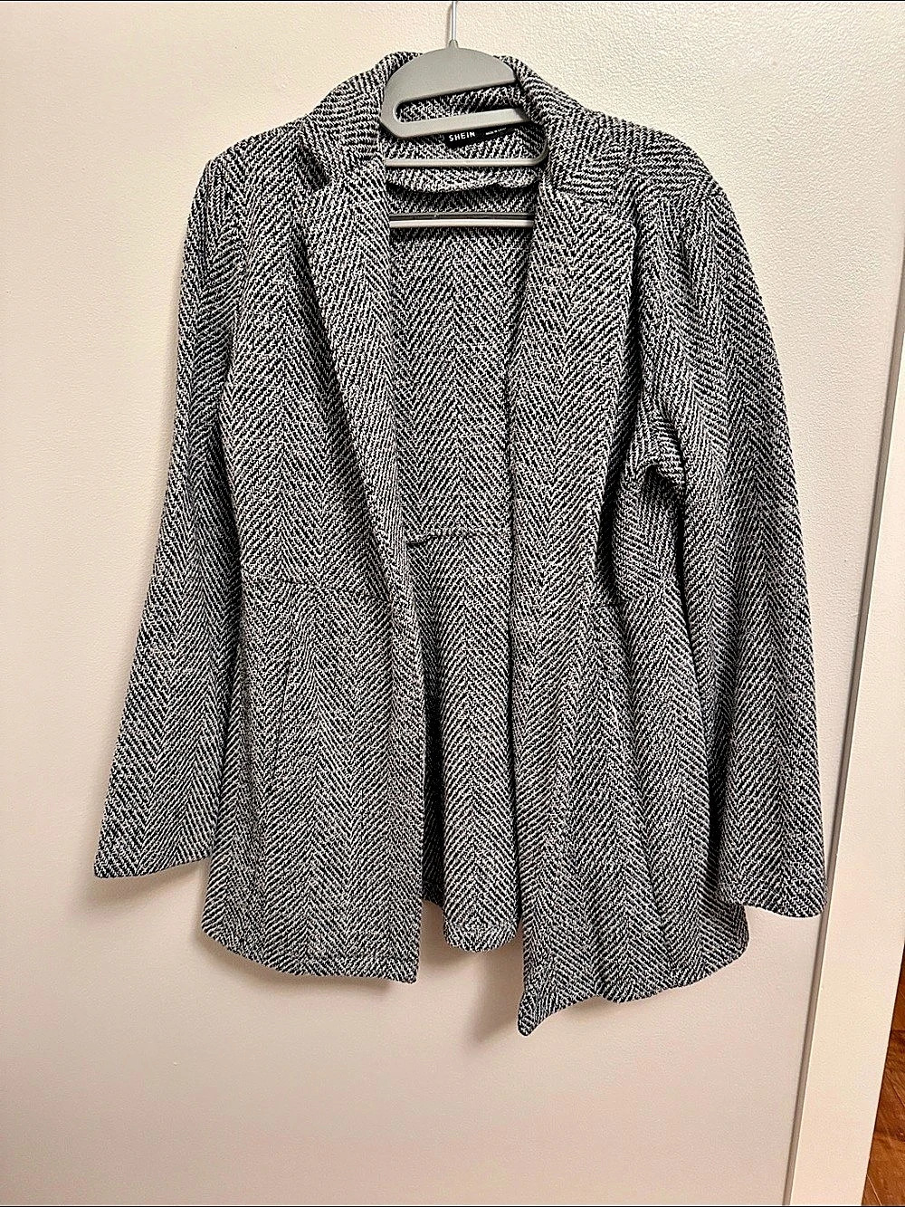 SHEIN Houndstooth Blazer Black & White Size Large